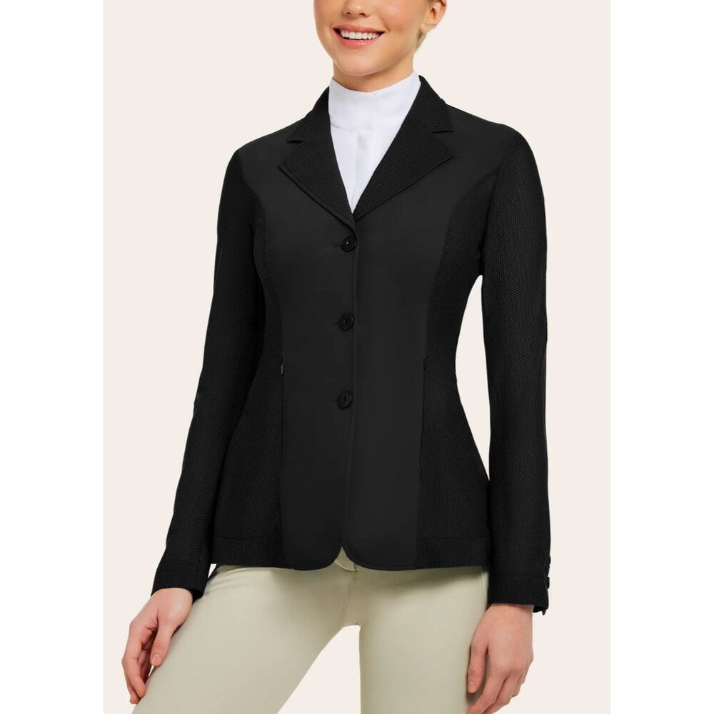 R.J. Classics Harmony Mesh Show Coat Blazer Stretch Riding Equestrian Black 18R